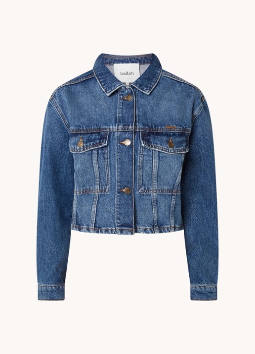 Ba&sh Manon cropped spijkerjas in medium wassing - voorkant indigo