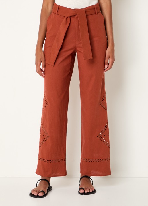 ba&sh Marlon high waist loose fit pantalon met opengewerkt detail
