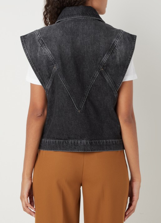 Ba&sh Max gilet van denim met steekzakken - achterkant 4 antraciet