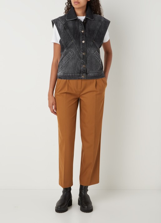 Ba&sh Max gilet van denim met steekzakken - voorkant 2 antraciet