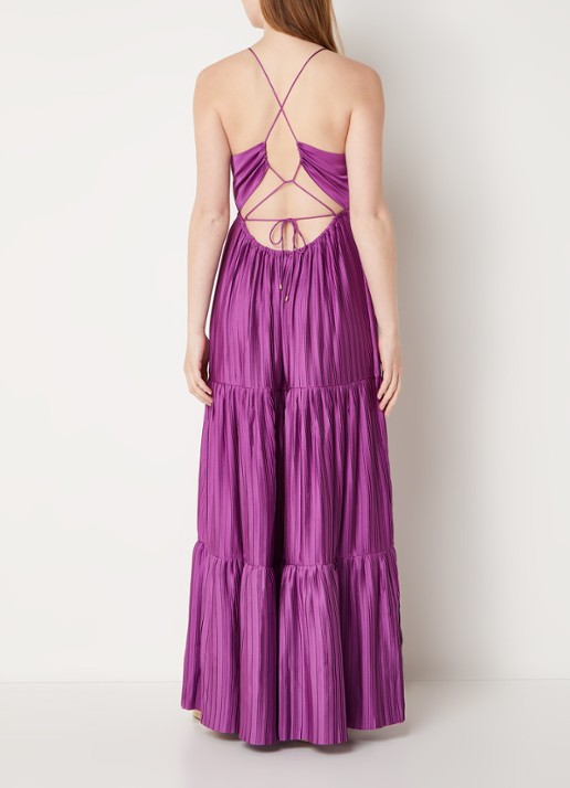 Ba&sh Maxi jurk met rugdecolleté  - voorkant 3 paars