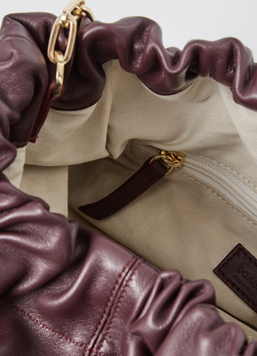ba&sh Medium schoudertas van lamsleer - detail 3 aubergine