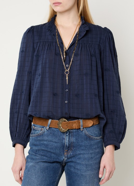 ba&sh Melody blouse met volant en pofmouw