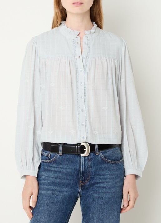 ba&sh Melody blouse met volant en pofmouw
