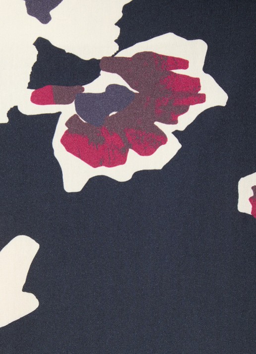 ba&sh Meona midi rok met bloemenprint en split - detail 5 donkerblauw