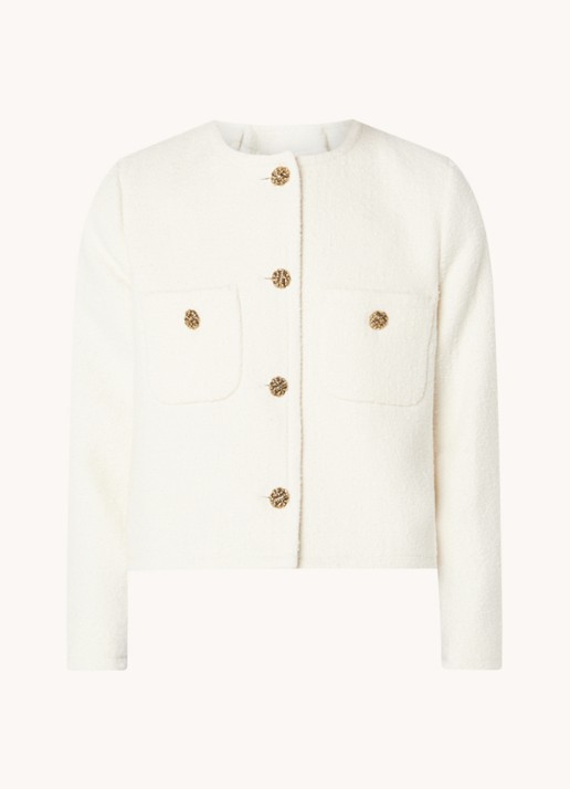 Ba&sh Meredith blazer in wolblend met structuur - voorkant 3 gebroken wit