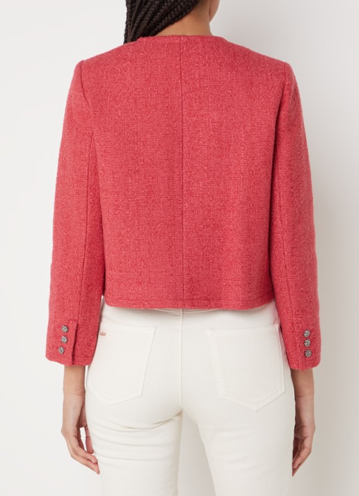 ba&sh Meredith cropped jack van tweed met opgestikte zakken - achterkant koraalrood