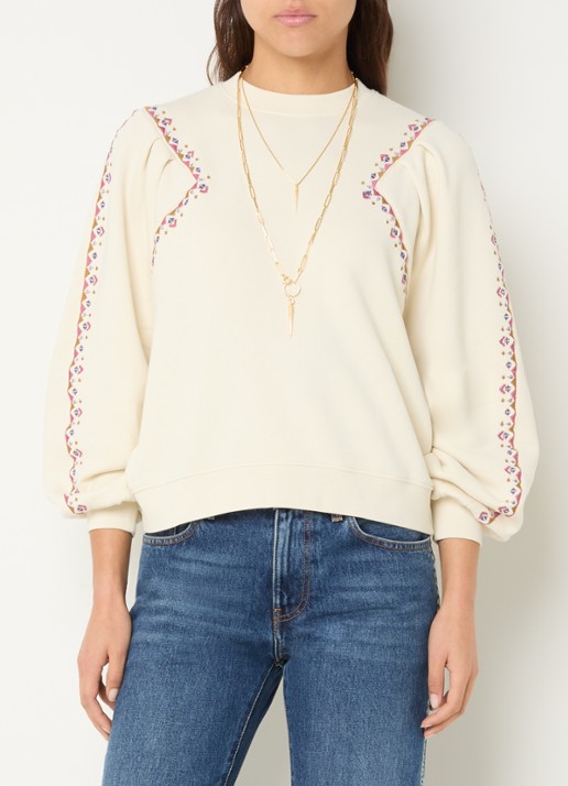 ba&sh Mesta sweater met borduring en ballonmouw