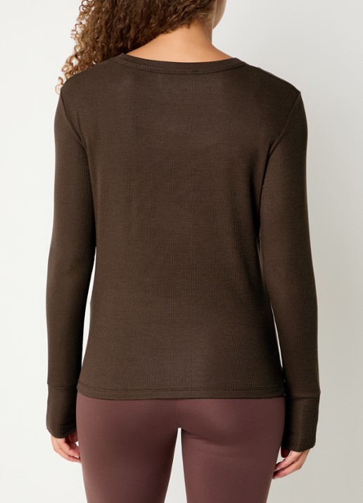 ba&sh Micha longsleeve met ribstructuur - achterkant bruin
