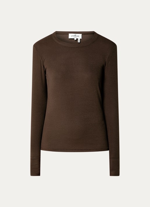 ba&sh Micha longsleeve met ribstructuur - voorkant 2 bruin