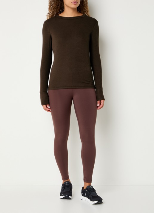 ba&sh Micha longsleeve met ribstructuur - voorkant 3 bruin