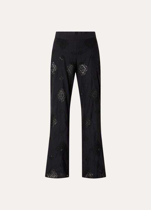ba&sh Mike low waist straight fit broek met broderie - voorkant 3 zwart