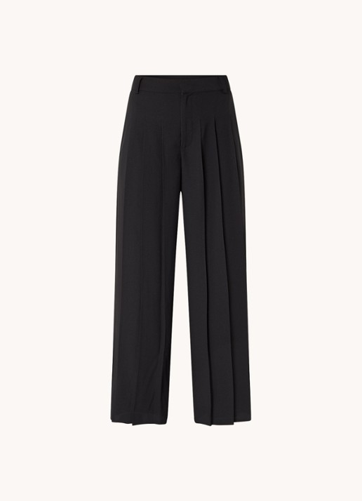 ba&sh Miley high waist loose fit pantalon met plooien - voorkant 2 zwart