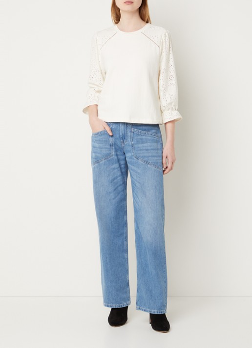 ba&sh Mima high waist straight leg jeans met medium wassing - voorkant 2 indigo
