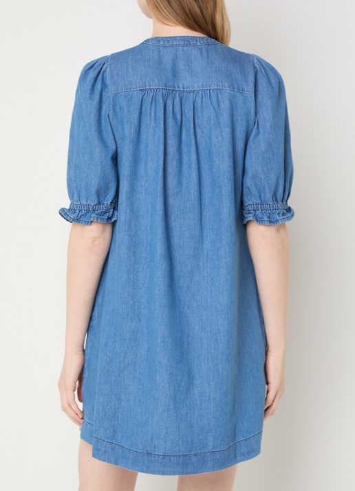 ba&sh Mini jurk van chambray met pofmouw - achterkant 4 indigo
