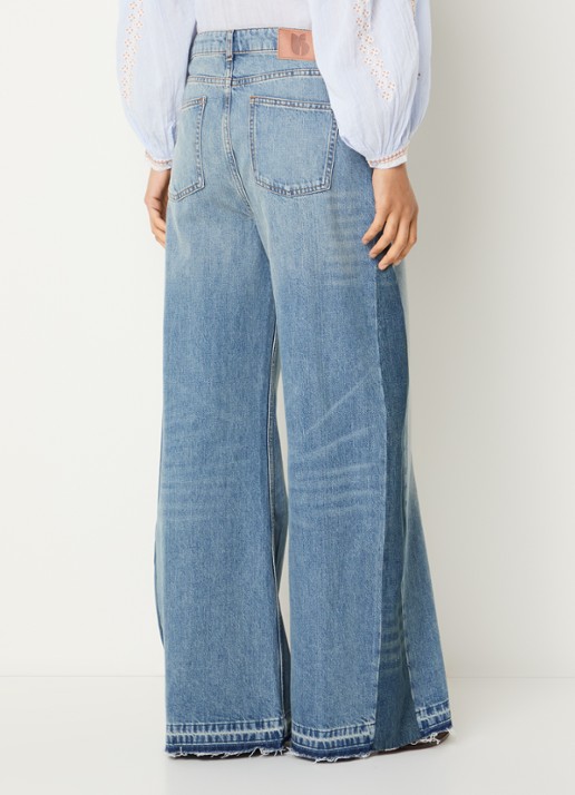 ba&sh Mislav high waist wide leg jeans met lichte wassing  - achterkant 5 indigo