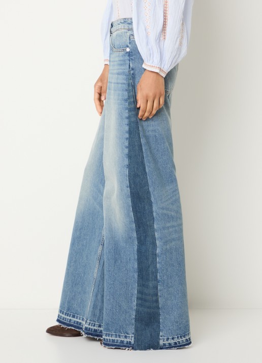 ba&sh Mislav high waist wide leg jeans met lichte wassing  - detail 4 indigo