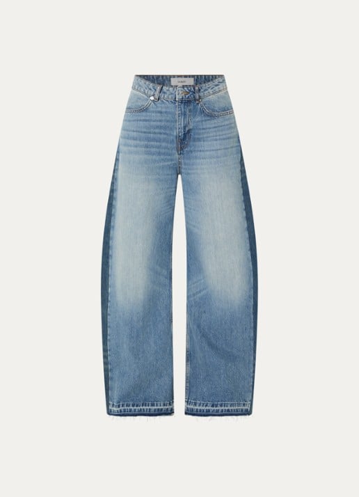 ba&sh Mislav high waist wide leg jeans met lichte wassing  - voorkant indigo