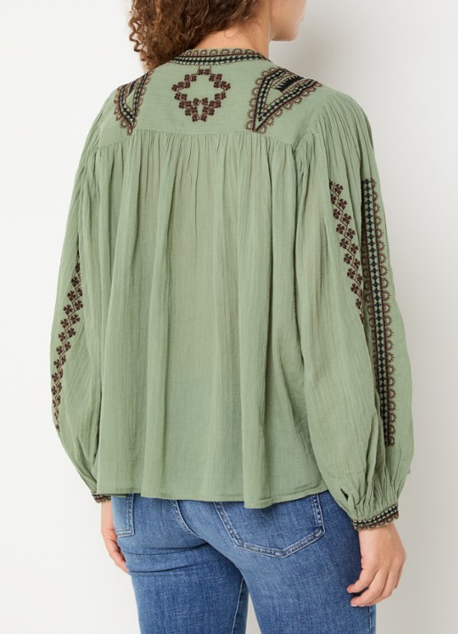 ba&sh Mona blouse met borduring - achterkant 2 beige