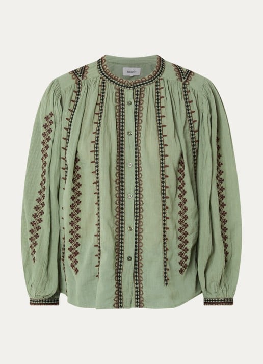 ba&sh Mona blouse met borduring - voorkant 3 beige