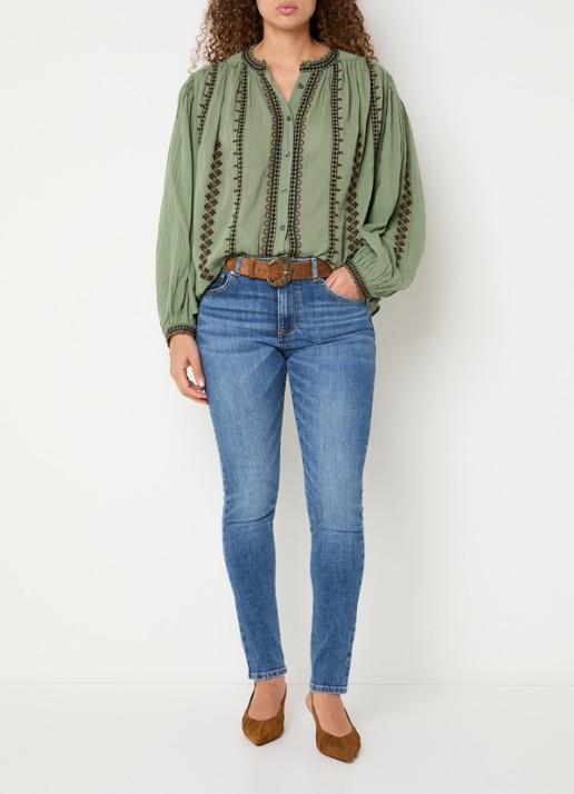 ba&sh Mona blouse met borduring - voorkant 4 beige