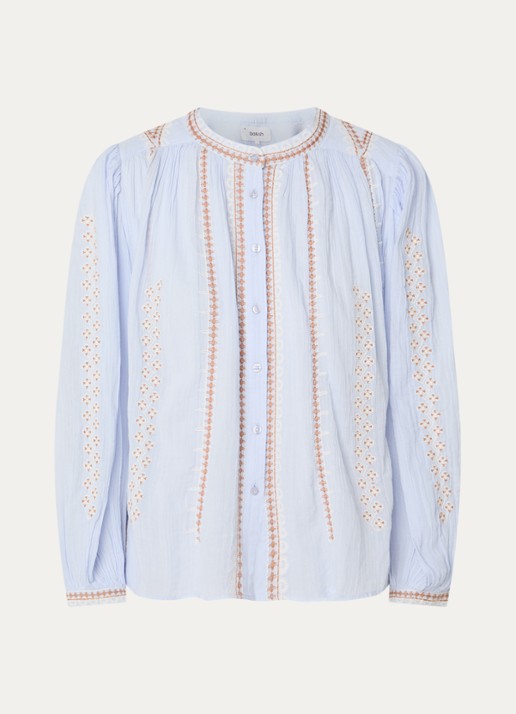 ba&sh Mona blouse met borduring - voorkant lichtblauw