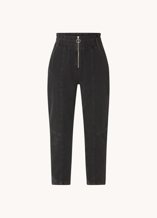 Ba&sh Mony high waist cropped mom jeans met steekzakken - voorkant 3 zwart