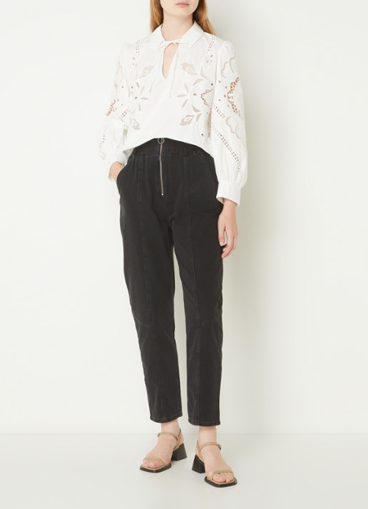 Ba&sh Mony high waist cropped mom jeans met steekzakken - voorkant 4 zwart