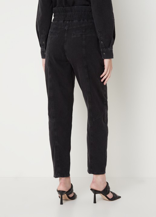 Ba&sh Mony high waist tapered fit pantalon met ritsdetail - achterkant 2 zwart