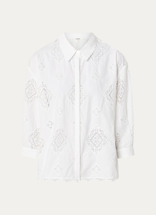 ba&sh Muriel blouse met broderie - voorkant 2 gebroken wit
