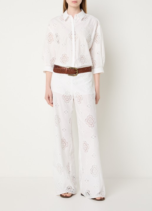 ba&sh Muriel blouse met broderie - voorkant 3 gebroken wit