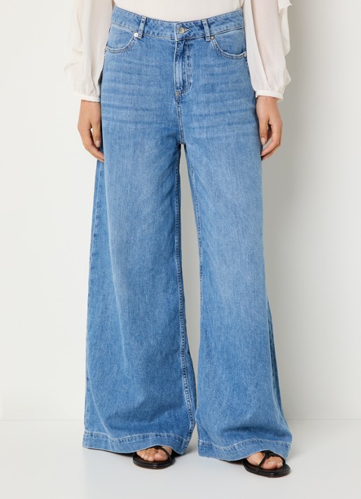 ba&sh Musc high waist wide leg jeans met lichte wassing