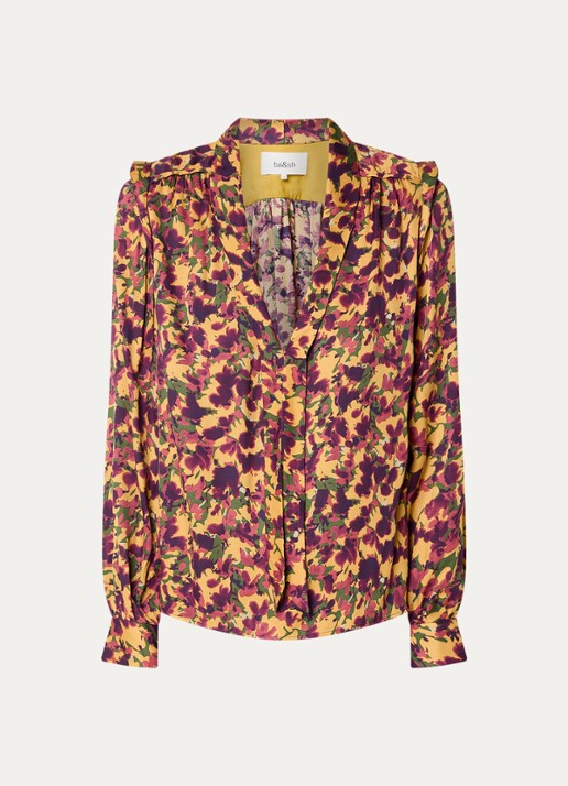 ba&sh Nale tuniek met bloemenprint - voorkant 3 okergeel