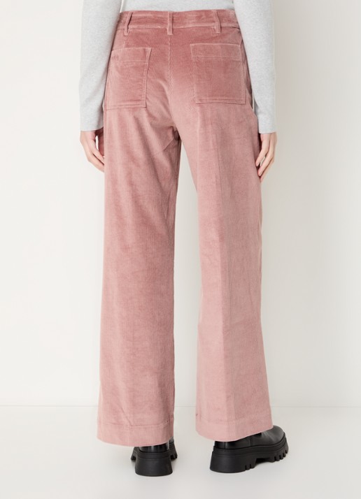 ba&sh Nali high waist wide fit broek van corduroy met steekzakken - achterkant 3 zalmroze