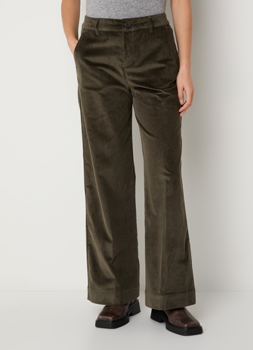 ba&sh Nali high waist wide fit broek van corduroy met steekzakken