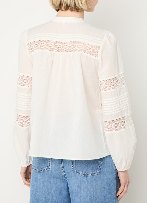 ba&sh Nami blouse met details van kant - achterkant gebroken wit