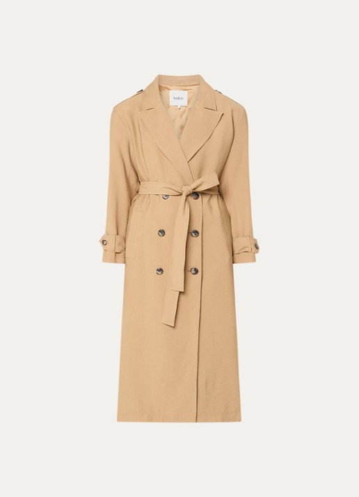 ba&sh Nana double-breasted trenchcoat met schoudervulling - voorkant 3 camel