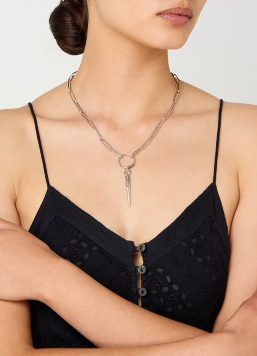 ba&sh Naoki ketting met hanger - voorkant 2 zilver