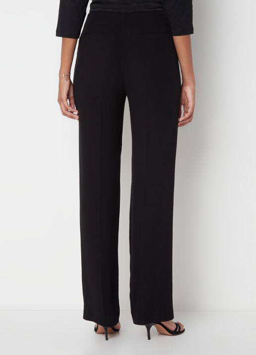 Ba&sh Natane high waist straight fit pantalon van crêpe - achterkant zwart