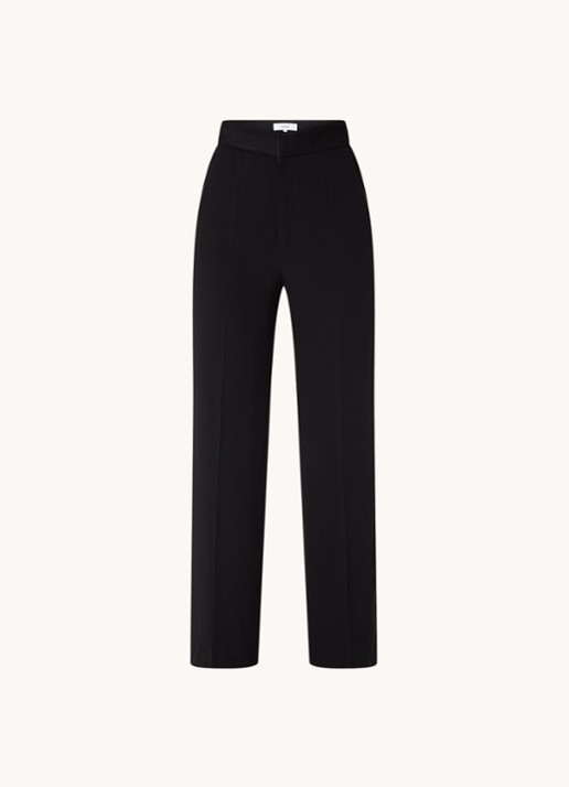 Ba&sh Natane high waist straight fit pantalon van crêpe - voorkant 2 zwart