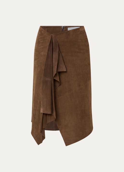 ba&sh Naya midi rok van suède - voorkant 3 bruin