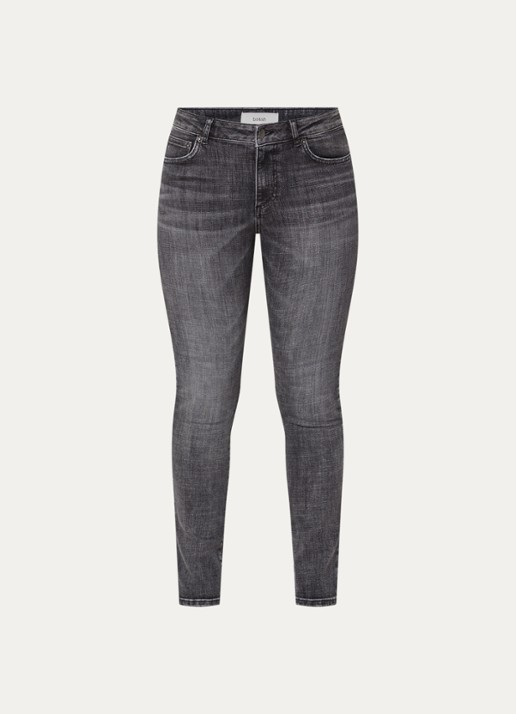 ba&sh Niko mid waist skinny jeans met gekleurde wassing - voorkant 4 antraciet