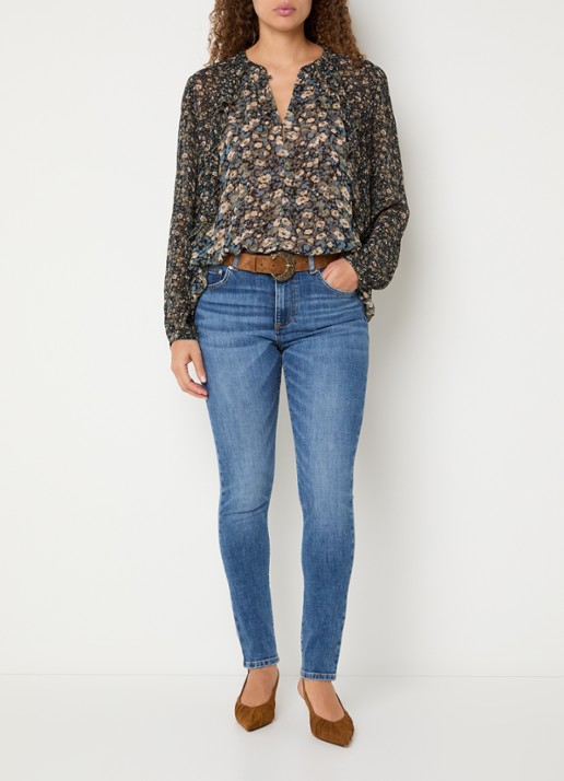 ba&sh Niko mid waist skinny jeans met medium wassing - voorkant 5 indigo