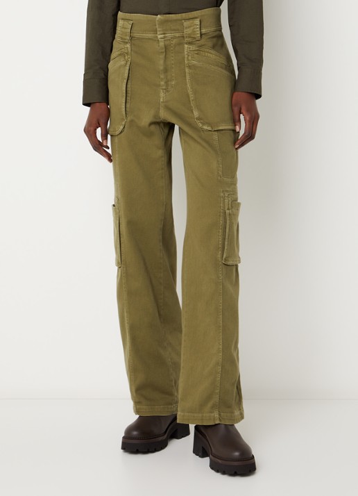 ba&sh Ninion mid waist straight fit jeans met gekleurde wassing - detail mosgroen