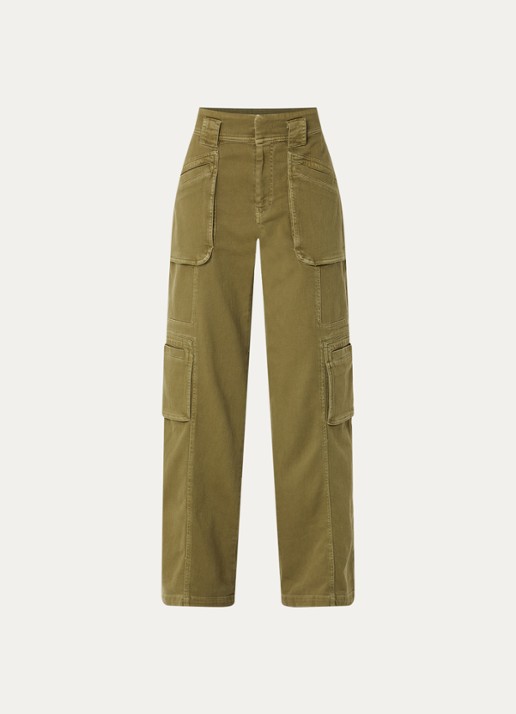 ba&sh Ninion mid waist straight fit jeans met gekleurde wassing - voorkant 3 mosgroen
