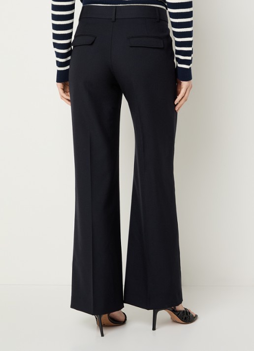 ba&sh Nives high waist bootcut fit broek van scheerwol - achterkant 3 donkerblauw