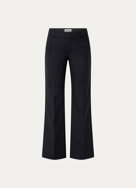 ba&sh Nives high waist bootcut fit broek van scheerwol - voorkant donkerblauw