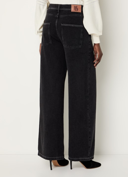 ba&sh Noel high waist wide leg jeans met gekleurde wassing - achterkant 5 zwart
