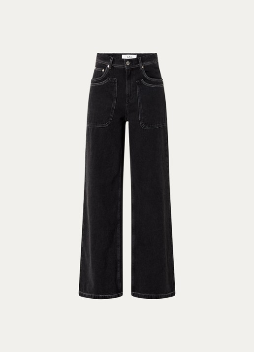 ba&sh Noel high waist wide leg jeans met gekleurde wassing - voorkant 3 zwart