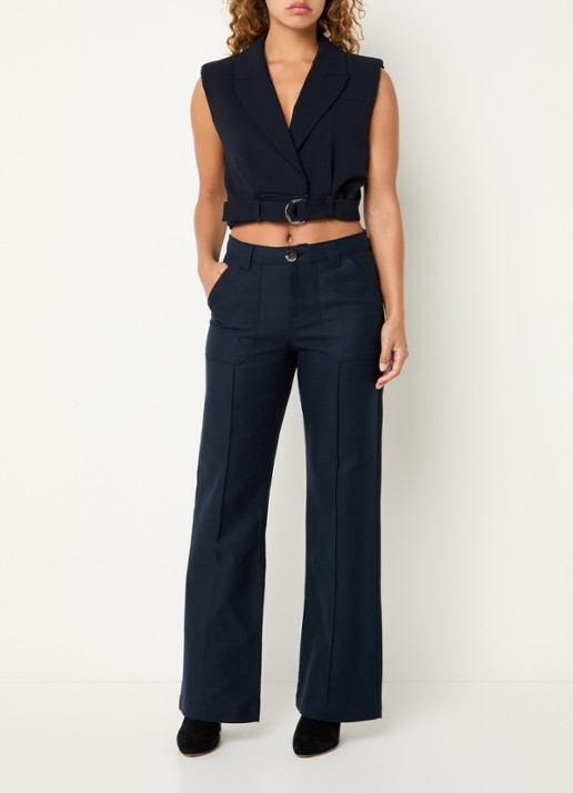 ba&sh Nova cropped gilet met schoudervulling - voorkant 3 donkerblauw